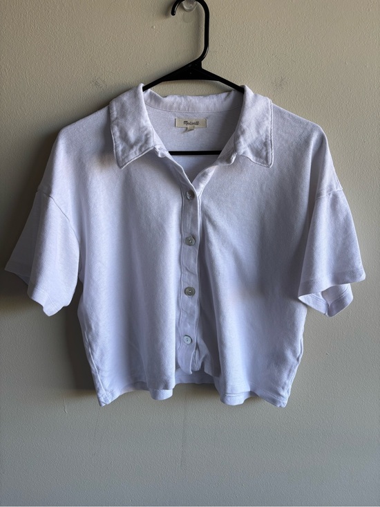 Madewell Tops - Madewell White Cropped Button-Front Top Medium 100% Natural Fibers